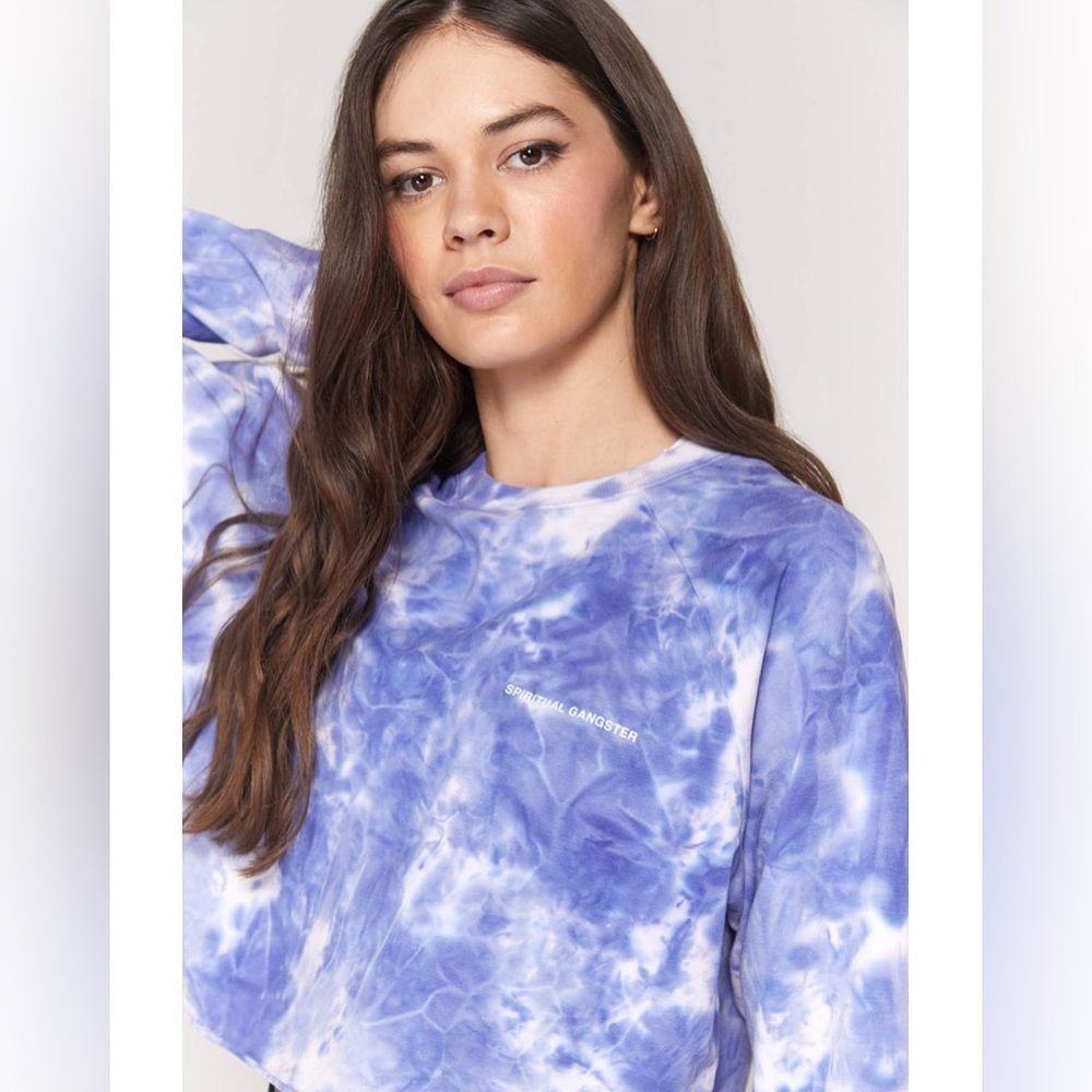 Spiritual Gangster Tie Dye Crew Cropped Sweatshirt.Top Sz M